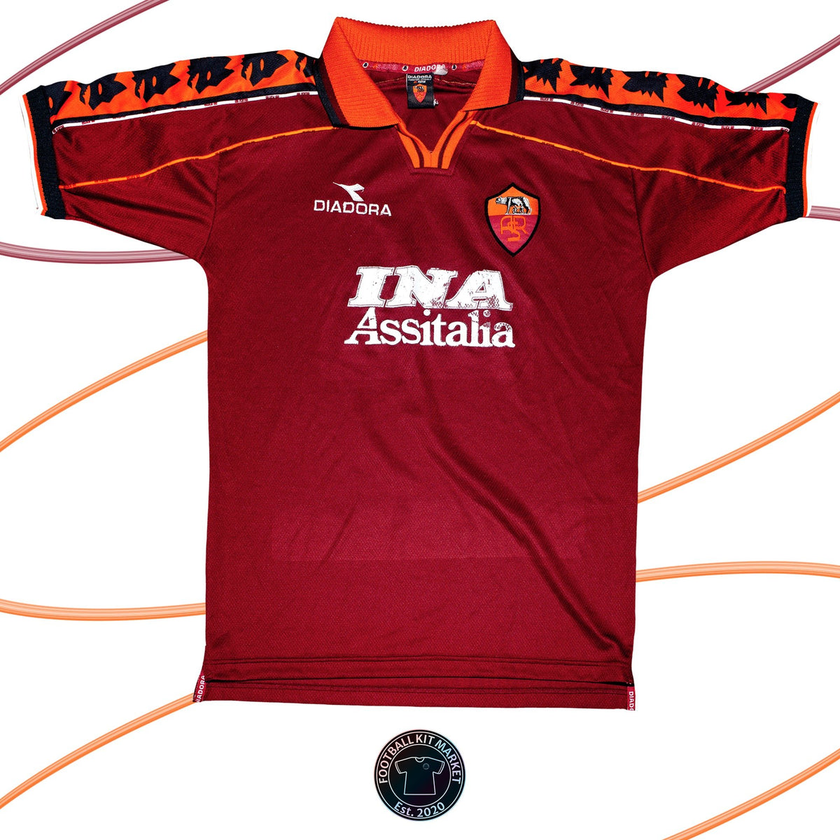 Genuine ROMA Home (1998-1999) - DIADORA (L) - Product Image from Football Kit Market
