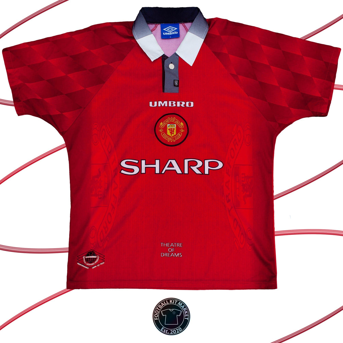 Genuine MANCHESTER UNITED Home Shirt (1996-1998) - UMBRO (M) - Product Image from Football Kit Market